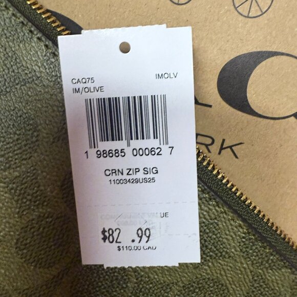 coach Corner Zip Wristlet In Signature Canvas caq75 - Picture 4 of 4